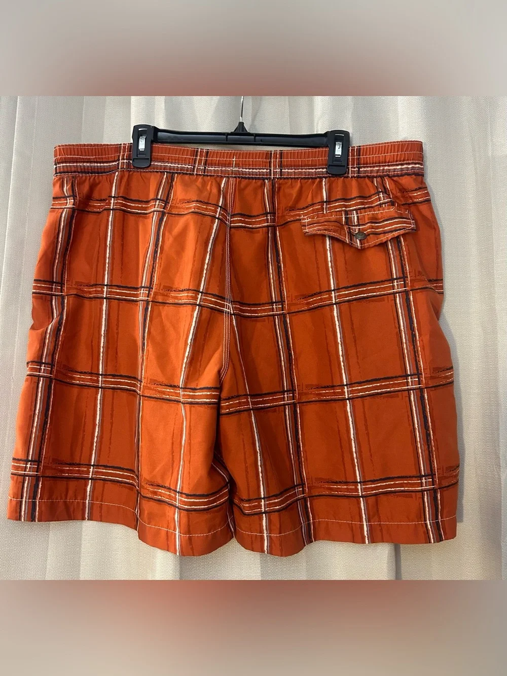 Caribbean Joe Men’s Orange Plaid Tropical Board Shorts Bathing Suit XL